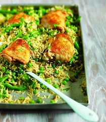 Biryani-style baked chicken and rice