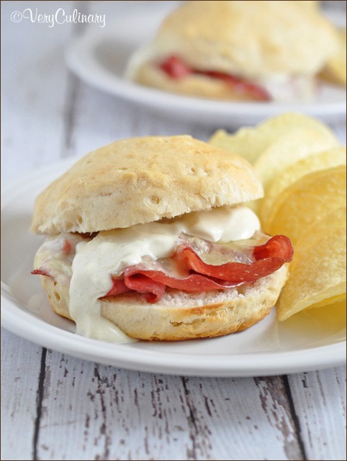 Biscuit Reuben sandwiches