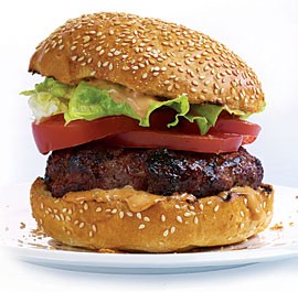 Bison burgers with Thousand Island barbecue dressing