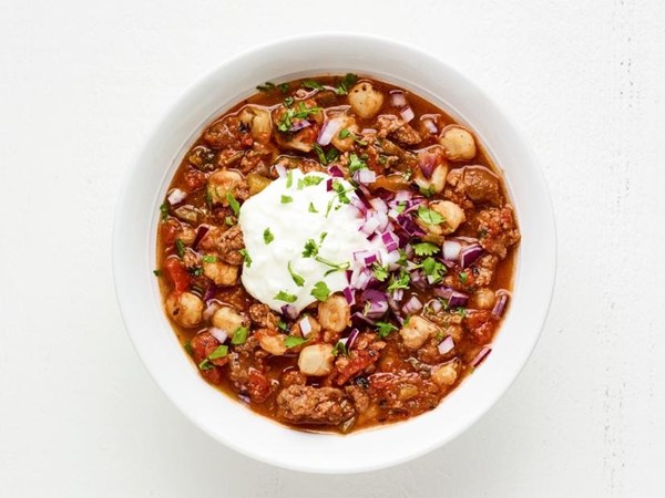 Bison chili with hominy