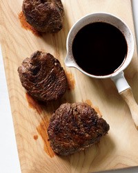 Bison steaks with fig-balsamic sauce