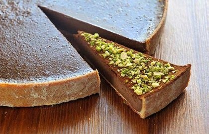 Bitter chocolate and malt tart