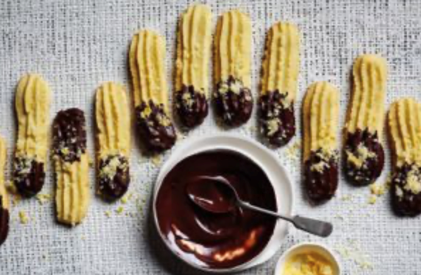 Bitter chocolate and orange Viennese whirls