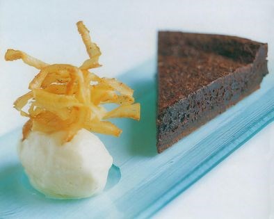 Bitter chocolate tart, parsnip ice cream