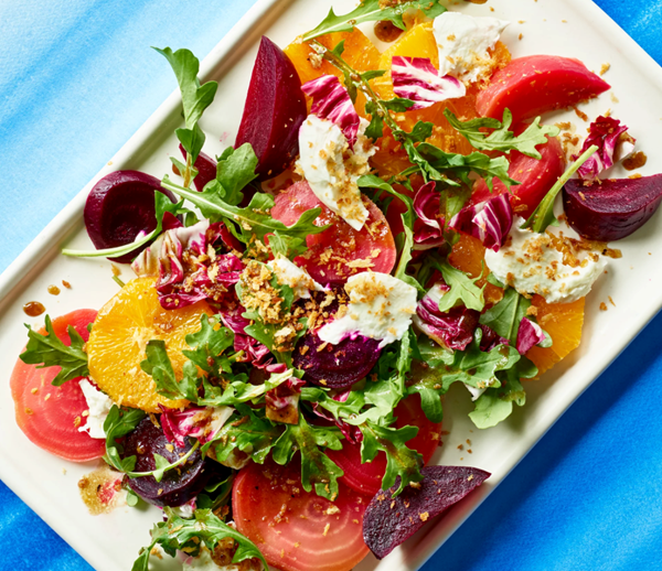 Bitter greens salad with beets & oranges