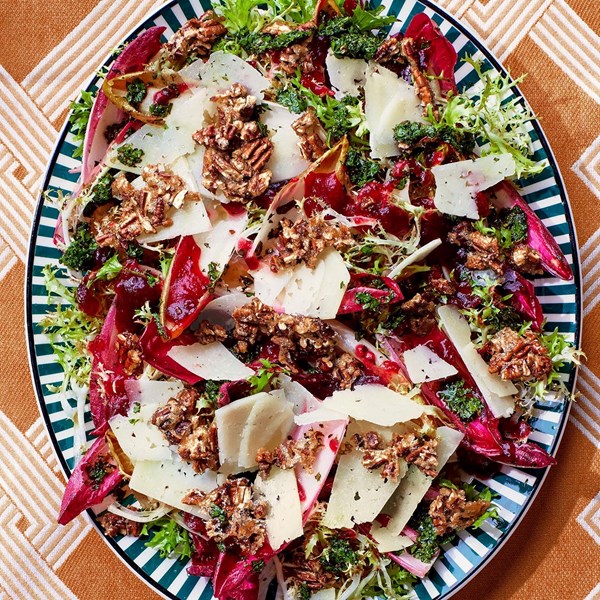 Bitter greens with cranberry dressing