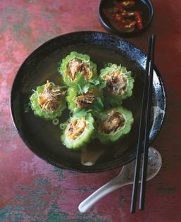 Bitter melon stuffed with pork and black fungus (Canh hu qua)