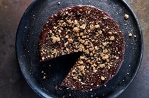 Bittersweet chocolate-almond cake with amaretti cookie crumbs