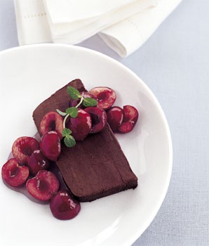 Bittersweet chocolate marquise with cherry sauce