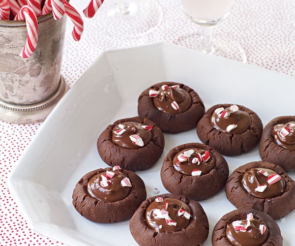 Bittersweet chocolate peppermint thumbprints