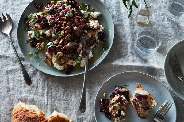 Bittersweet roasted radicchio salad with dates and ricotta