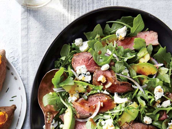 Black and blue steak salad
