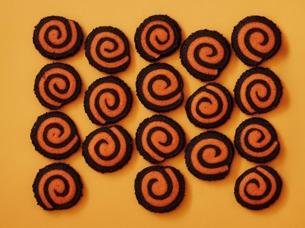 Black-and-orange pinwheel cookies