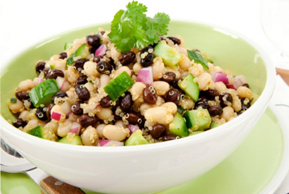 Black and white bean and quinoa salad