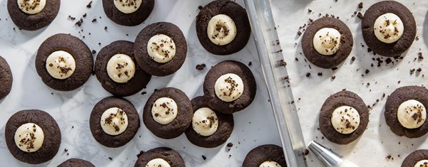 Black-and-white thumbprint cookies [vanilla buttercream]