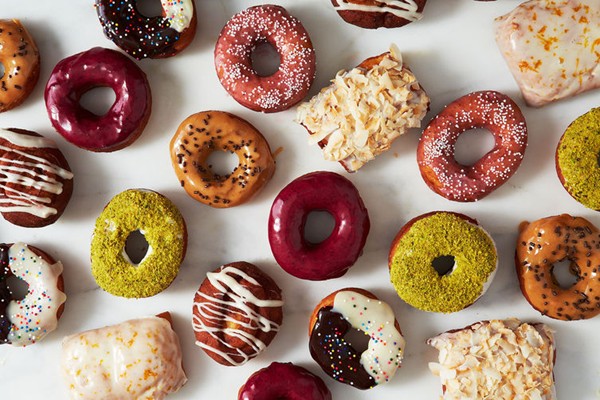 Black and white yeast doughnuts