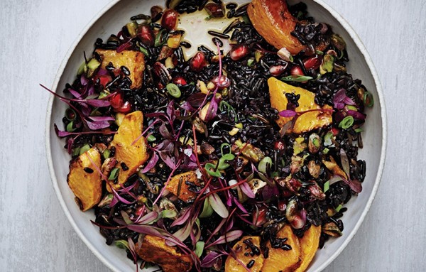 Black and wild rice salad with roasted squash