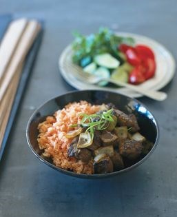 Black Angus rump wok-tossed with soy and sesame (Bò lúc lăc)