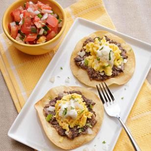 Black bean & chipotle tostadas with crème fraîche
