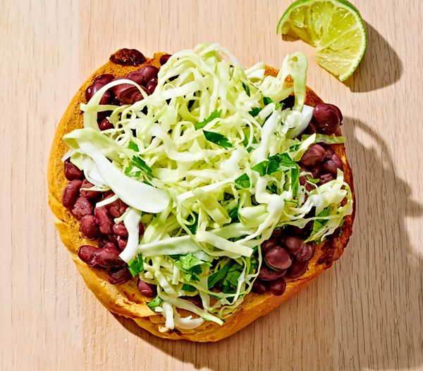 Black bean & slaw bagel