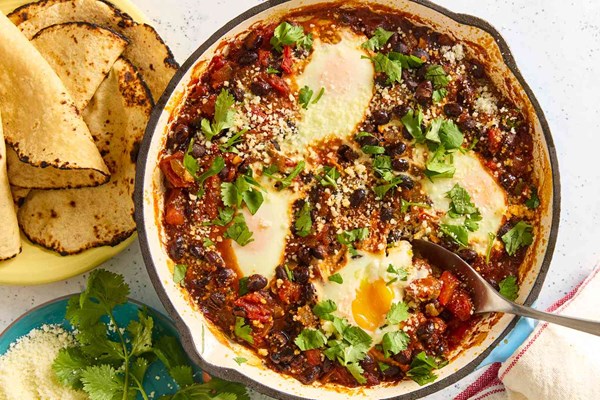 Black bean and egg bake
