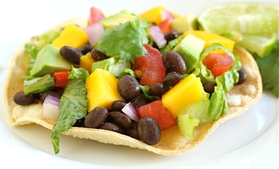 Black bean and mango tostadas