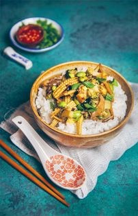 Black bean and mushroom stir-fry