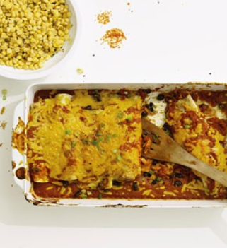 Black bean and sweet potato enchiladas