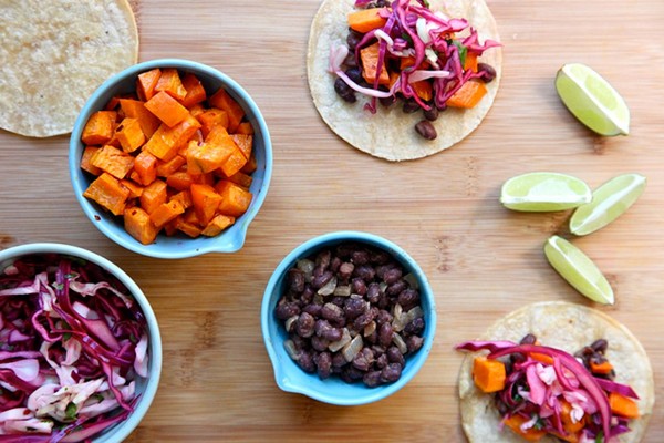 Black bean and sweet potato tacos