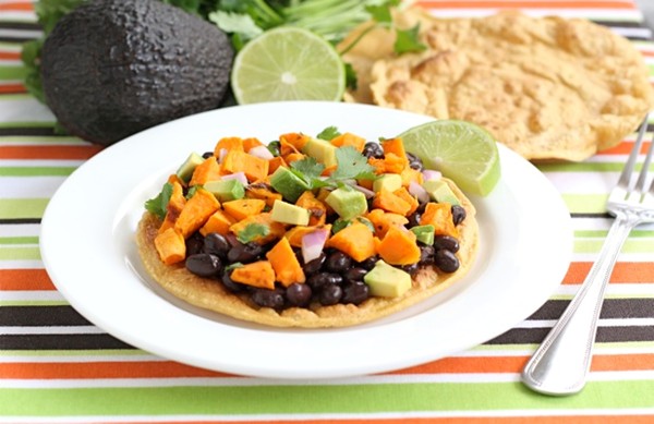 Black bean and sweet potato tostadas