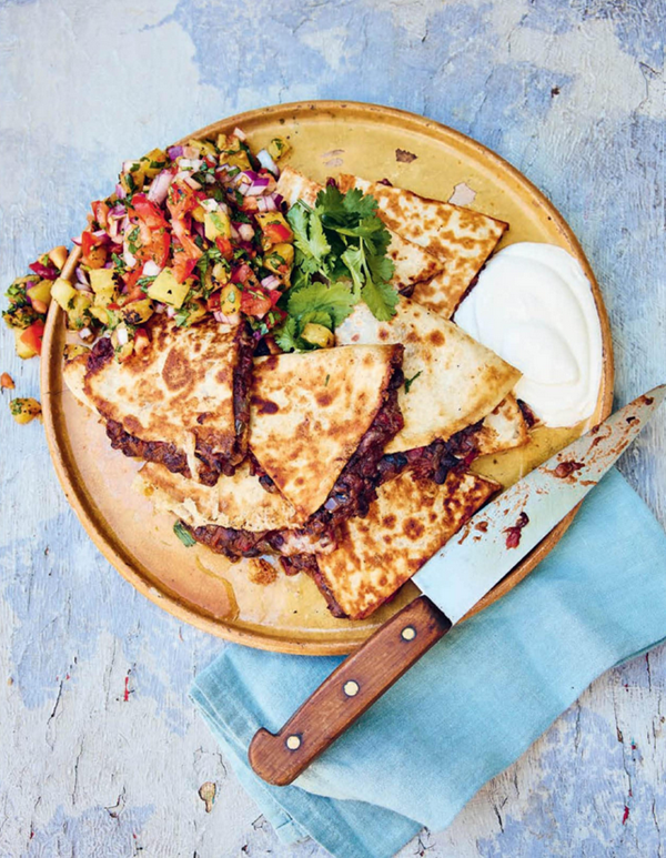 Black bean chilli quesadillas