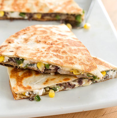 Black bean, corn, and poblano quesadillas