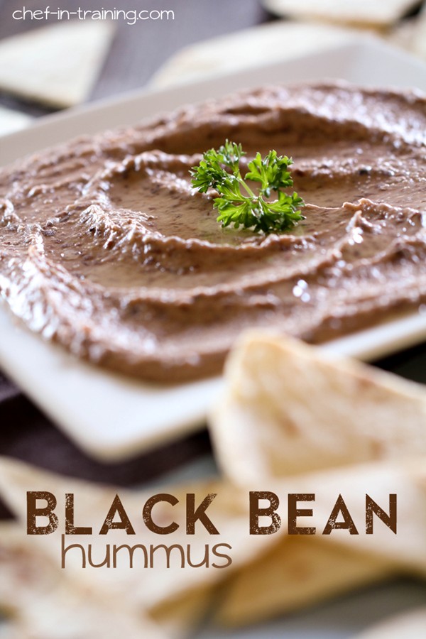 Black bean hummus (with baked tortilla chips)