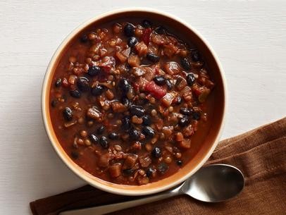 Black bean, lentil and eggplant chili