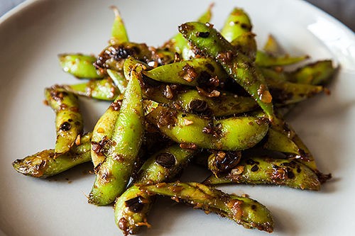 Black bean orange peel edamame
