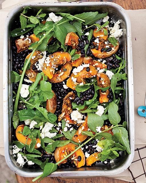 Black bean, roasted squash, & feta salad