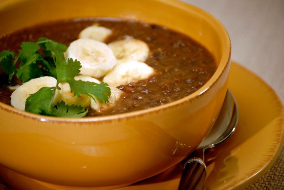 Black bean soup with bananas