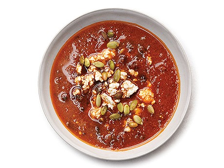 Black bean soup with roasted poblano chiles