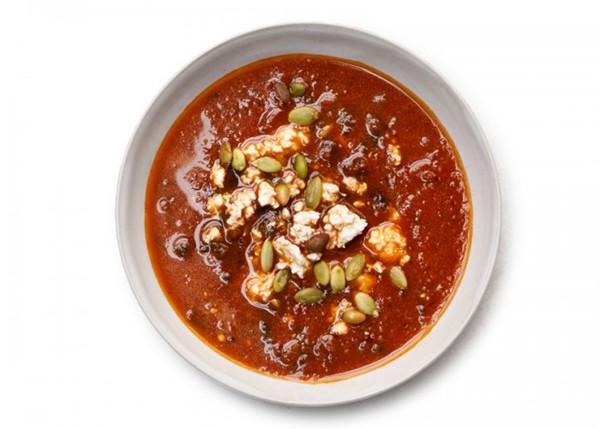 Black bean soup with roasted poblano chiles