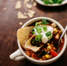 Black bean, sweet corn, hot and bell pepper chili