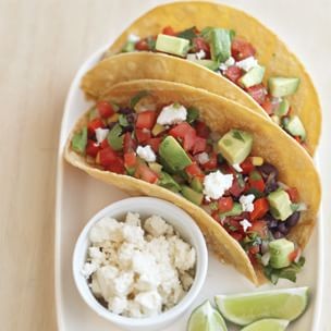 Black bean tacos with avocado salsa