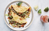 Black bean tacos with tangy cabbage