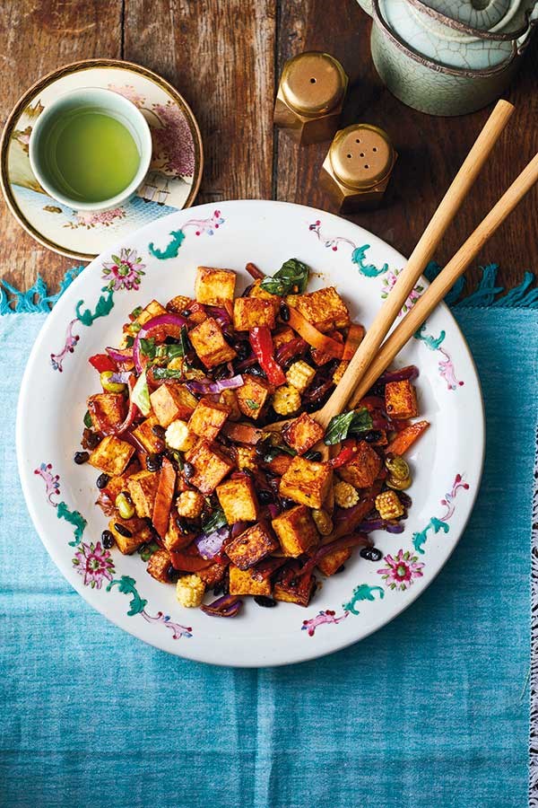 Black bean tofu and vegetable stir-fry