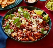 Black bean turkey tinga with avocado crema
