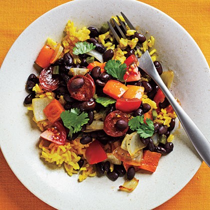 Black beans and yellow rice