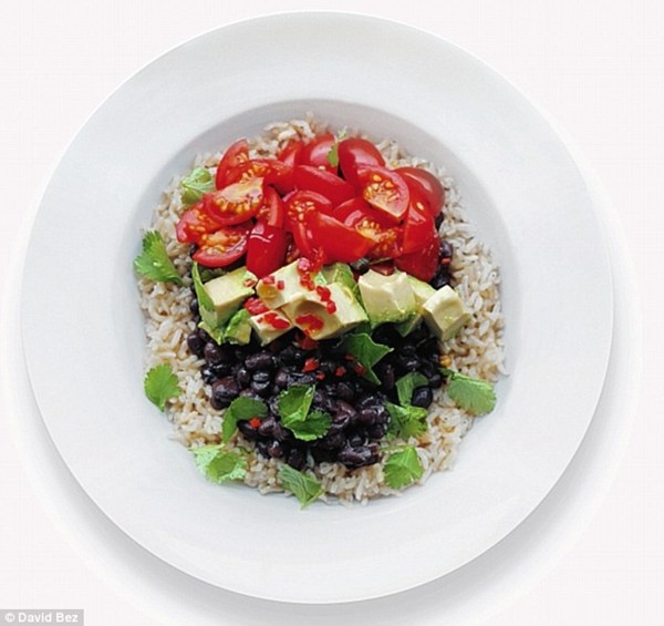 Black beans, avocado and brown rice