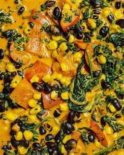 Black beans, corn & gochujang saag