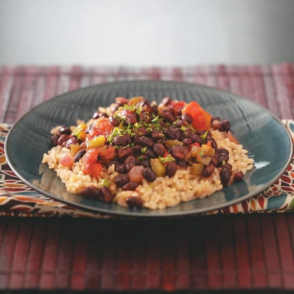 Black beans with brown rice