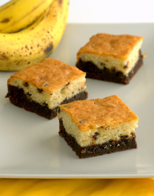 Black bottom banana cake bars