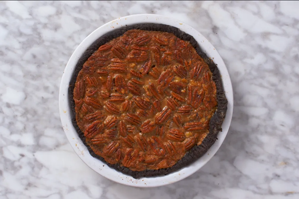 Black bottom pecan pie